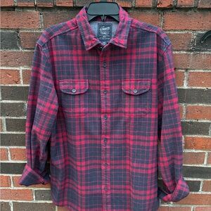 Grayers Red and Black Plaid Casual Button Down Shirt